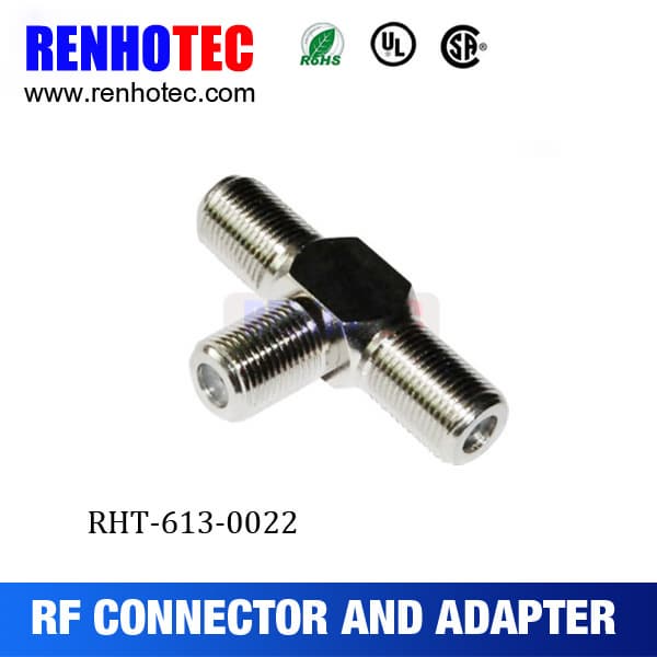 Three F Female connector adapter F female to female to female